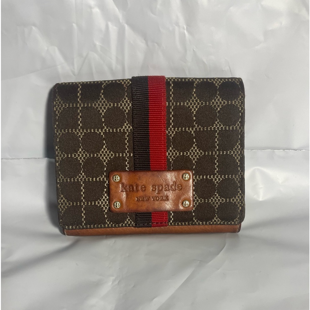 Kate Spade Strap / Snap Clutch Wallet Brown Leather